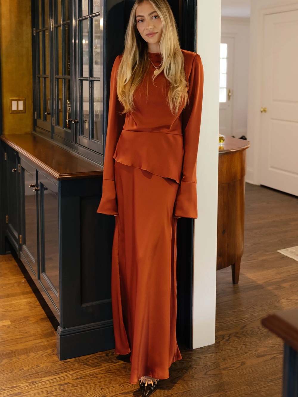 Few Moda x Hannah Chody Taylor Dress Burnt Orange Women's NWT Sz Small $247